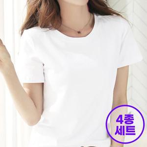 [텐제로]4종세트 남녀 100% 면 무지 반팔티셔츠 이너티 검정,회색,흰색 24BPT4S