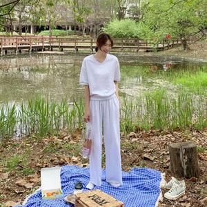 [메이블루] 브이넥 반팔+밴딩팬츠SET