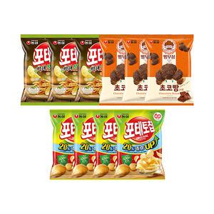 농심 포테토칩 60g, 4개 + 포테토칩 먹태 50g, 3개 + 빵부장 초코 55g, 3개