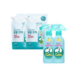 온더바디 코튼풋 발을씻자 풋샴푸 레몬향 본품 385ml 2개+ 레몬향 리필 500ml 2개