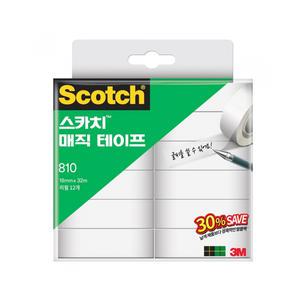 3M 스카치 매직 테이프 리필 세이빙팩 12개입 18mmX32M 810R-12 반투명 테이프심