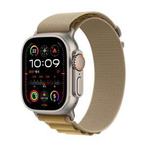 애플워치 울트라 2 셀룰러 49mm 내추럴 티타늄 케이스, 탄 알파인 루프 (S) MX4E3KH/A