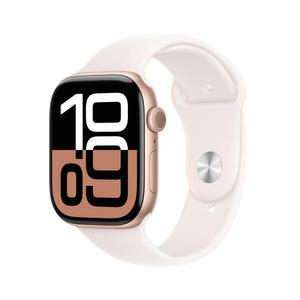 애플워치 10 GPS 46mm 로즈골드 알루미늄, 라이트 블러시 스포츠 밴드 (S/M) MWWT3KH/A