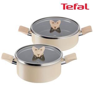 [기타]테팔 팬&냄비 인덕션 블라썸 베이지 2종세트 (양수냄비 24cm + 전골냄비 24cm)