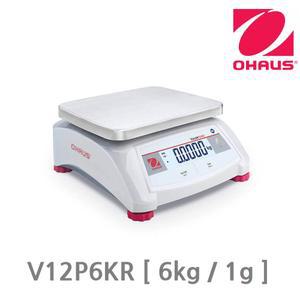 산업용 다용도 저울 6kg/1g 오하우스 V12P6 마트 주방저울 과일상 야채상 건전지 사용 LCD 표시부 베일러1000 짐판 245x190mm