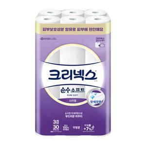 크리넥스 순수 소프트 3겹 30M 30롤 1개