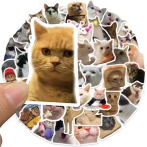 냉동고 귀여운 밈  고양이 키티 스티커 스케이트보드 기타 여행 가방 냉동고 오토바이 클래식 장난감 데칼