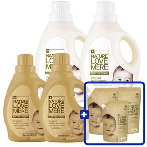 네이쳐러브메레 아기세탁세제 용기형 1800ml 2개+아기섬유유연제 용기형 1800ml 2개[GIFT] 세제 500ml 3팩더 총 7팩