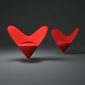 하트체어 회전 HEART 라운지 특이한 쇼룸 레드 의자