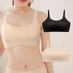 제임스딘 끈형 프리컷 메쉬 퓨징 쿨 무봉제 심리스 스포츠 브라탑 2매