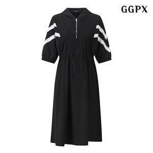 [GGPX]후드 반집업 스트링 반팔 여성 롱 원피스 (GOBOW031D)
