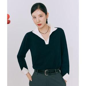 매장정품 더엣지 THEATG 서현 4PACK 25SS 배색 셔츠니트 2049691515 118439