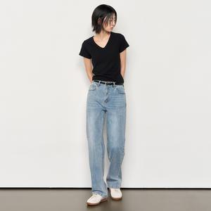 WOMAN 슬림 브이넥 반팔티 [BLACK] / WBE2L01513