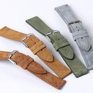 18mm 19mm 20mm 22mm 24mm 부드러운 스웨이드 가죽 시계 밴드 스틸 핀 버클 손목 밴드 블루 브라운 그린 시계 스트랩 퀵 릴리스 벨트