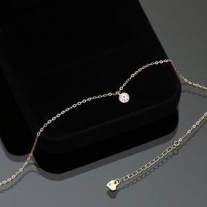 14K 골드심플 라운드 큐빅 팬던트 체인 금 팔찌