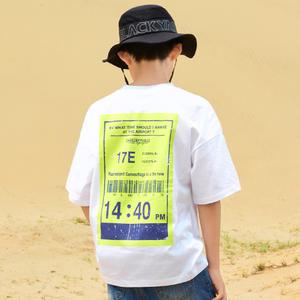 주니어 네온 바코드 프린팅 오버핏 반팔티셔츠 JT-J3169