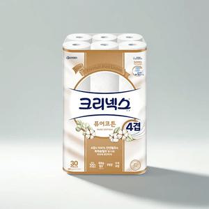 크리넥스 4겹 화장지 퓨어코튼 25m 30롤 두루마리 휴지 최신제조