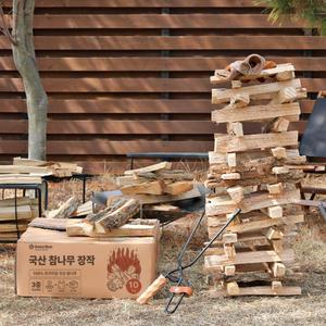 브리즈문 국산 참나무 캠핑 장작 10kg 20kg 착화제 불쏘시개 땔감