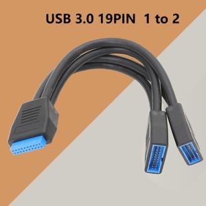USB 헤더 연장 케이블 19/20핀 1 2 Y 분배기 어댑터