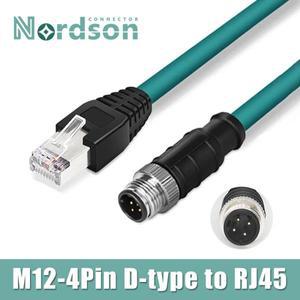 M12-D 유형-RJ45 네트워크 연장선 4Pin D 유형 산업용 항공 플러그 1M 코드 차폐 트레일러 라인