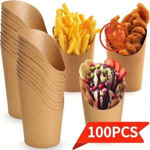 일회용 50/100개 일회용 프렌치 프라이 홀더 파티 음식용 14온스 크래프트 종이컵 - 와플 팝콘 샤퀴테리 샌