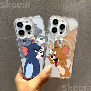 새로운 톰과 제리 갤럭시 S25 S24 S23 S22 S21 Ultra Note10 Plus FE 마그네틱 클리어 하드 커버 용 화난 귀여운 Magsafe 케이스