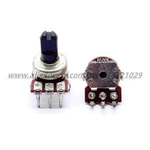수직 앰프 볼륨 전위차계 모노 3 핀 하프 샤프트 길이 10mm R1212 타입 B500K 2 개