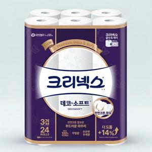 크리넥스 3겹 데코소프트 화장지 휴지 28m 24롤