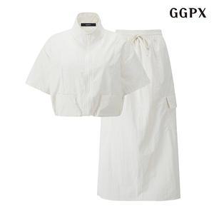 [기타]스트링 집업 자켓 카고 롱 스커트 셋업 (GOBOW025D)