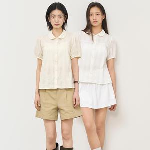 WOMAN 라운드 카라 퍼프 블라우스 [2COL] / WBE2L03520