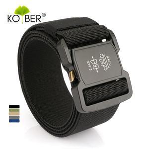 KOLBER 5cm 탄성 벨트 수 알루미늄 합금 퀵 릴리스 버클 전술 야외 캐주얼 2인치 하이킹 스트레치 거들