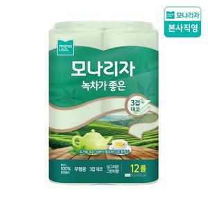 [모나리자] 녹차가좋은 30m12롤 1팩 천연펄프 화장지