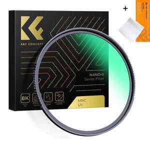 K&F Concept 82mm NANO-X MRC UV 필터 (렌즈크리너융) _ 8K AGC Glass _ Slim Nano-Coated UV Filter + Cloth