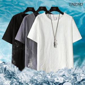 [텐제로] 면마 린넨 얇은 라이트쿨링 시어서커 맨즈  반팔 티셔츠 TEN23-T3