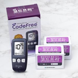 에스디 코드프리 혈당측정기+시험지100매+침110+솜100