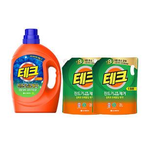 테크 진드기 알레르기 원인제거 액체세제 드럼 용기, 3L, 1개 + 리필, 2L, 2개