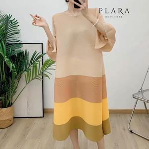 플라라  88까지)플리츠 프릴 3단배색원피스