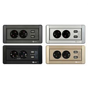 BIS 빌트인 수동식 회전 콘센트 2구 가구매립형 USB 테이블
