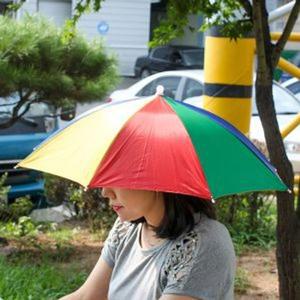 [XBGKHNMK]우산형 무지개 모자 형 머리우산 모자우산