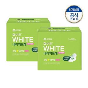 화이트 네이처포레 생리대 울트라 슬림 날개형 중형 18개입 x 2개