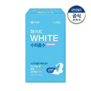 화이트 수퍼흡수 생리대 날개형 중형 36개입