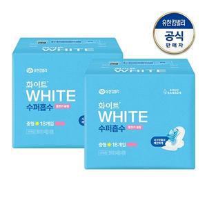 화이트 수퍼흡수 생리대 날개형 중형 18개입 x 2개