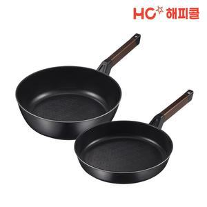 [롯데단독구성]HC 로얄 그래핀 IH 프라이팬 2P 세트(팬24+웍26)