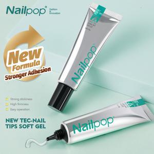 Nailpop 프로 소프트 네일 팁 젤 접착제 20g 접착식 인조 손톱 오래 지속 UV 매니큐어 제품