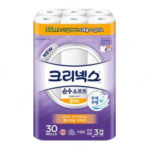 크리넥스 순수 소프트 플러스 3겹 35M 30롤 1개