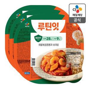 [CJ제일제당][본사배송][냉동] 루틴잇 고단백저당도시락 해물볶음짬뽕 404g X 3개