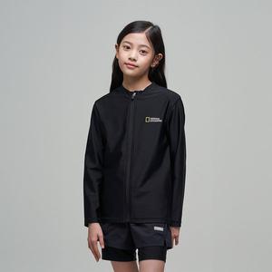 [내셔널지오그래픽키즈]K242URG610 스몰로고 래쉬가드 풀집업 CARBONBLACK