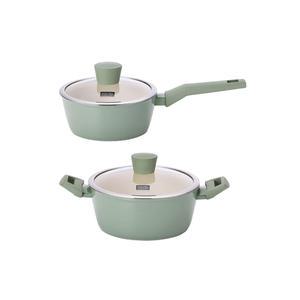 키친플라워 IH 그린애플 실속 냄비2종세트 ( 편수18cm, 1개 + 양수20cm, 1개 )