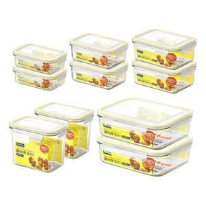 [세트]글라스락 클래식 옐로우에디션 직사각 베스트 10조(400ml +715ml +1100ml +2000ml +도어포켓1000ml, 각 2조씩 )