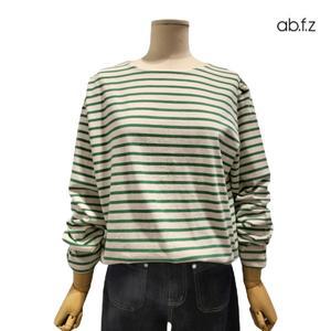 [롯데백화점]abfz 라운드넥 스트라이프 긴팔 롱 면 티셔츠 APZ5HK38G